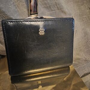 Bosca Limited Edition Black Leather Frame Wallet | Vintage Kiss Lock Clutch